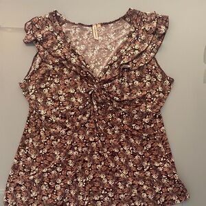 Susan Lawrence Brown Floral Blouse